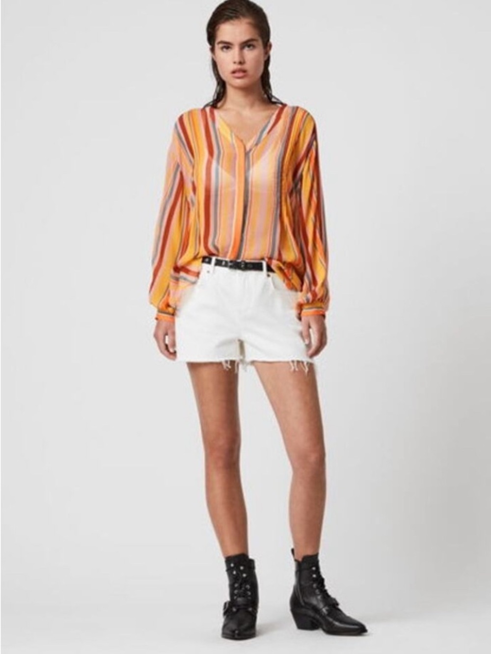 All Saints Adra shirt blouse top viscose georgette US 10